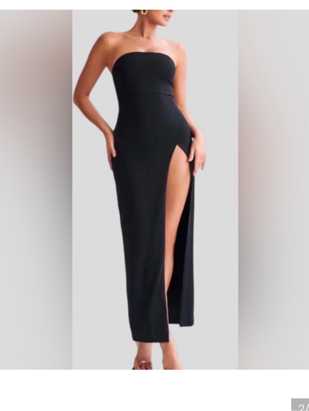 Meshki Black Strapless Maxi Dress with Side Slit